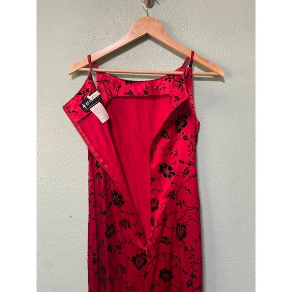 Vintage All That Jazz Women's Y2K 2000s 90s Red & Balck Floral Long Dress 5/6 - Picture 5 of 10